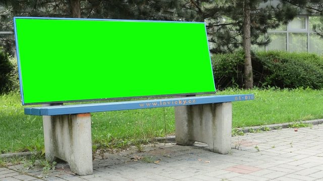 outdoor bench - billboard - green screen
