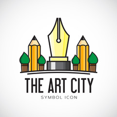 Art City Vector Concept Symbol Icon or Logo Template