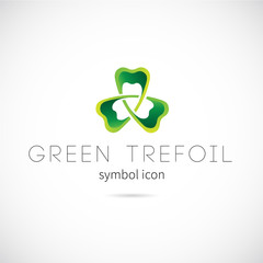Green Trefoil Vector Concept Symbol Icon or Label