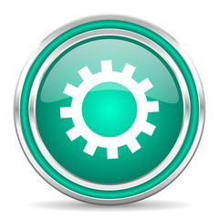 gear green glossy web icon