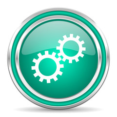 gears green glossy web icon