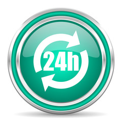 24h green glossy web icon