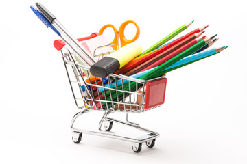 Caddy with school equipment