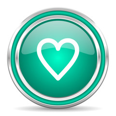 heart green glossy web icon