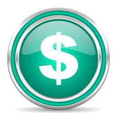 dollar green glossy web icon