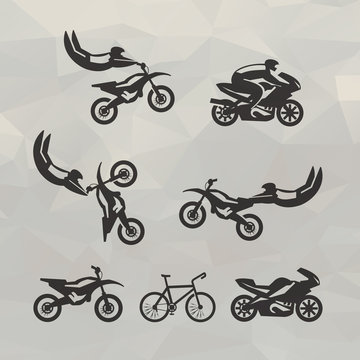 Motorcycle icons. Vector format