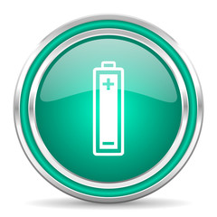 battery green glossy web icon