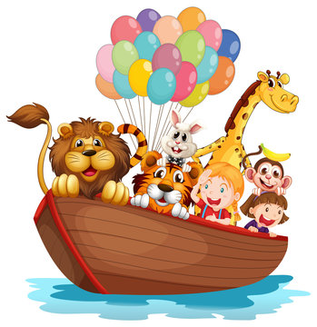A boat full of animals