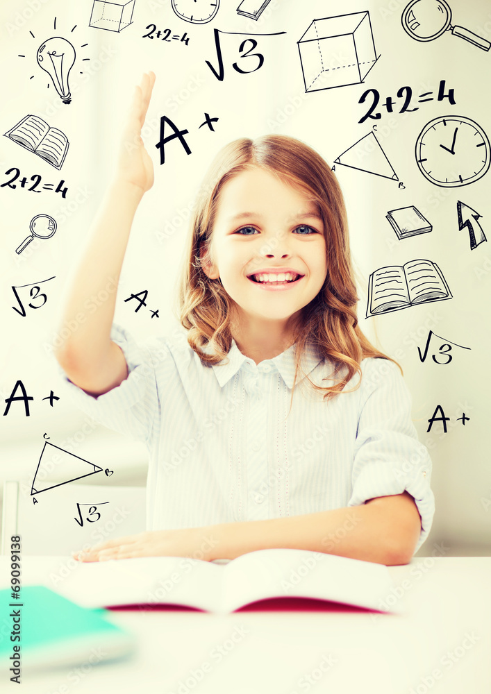 Wall mural student girl studying at school