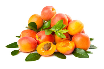 group of fresh apricot isolated on white