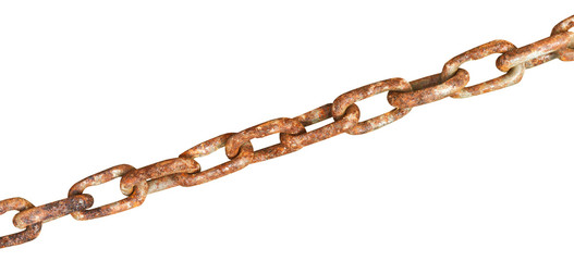 old rusty metallic chain isolated on white