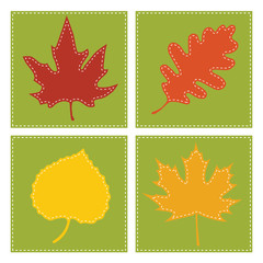 Autumn leaves with square backgrounds