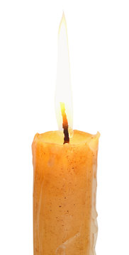 lighted stearin candle close up