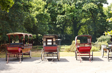 old carriages in village, France