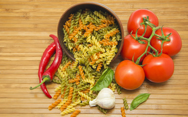 italian pasta and ingredients