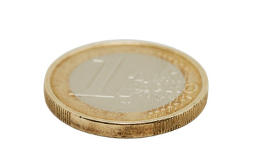 One euro coin on white