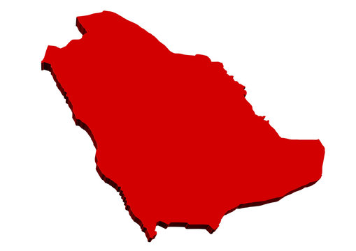 kırmızı renkli suudi arabistan haritası