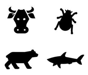 Animaux en 4 icônes