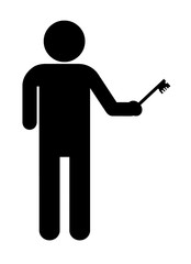 Homme une clé à la main