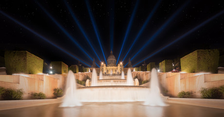 night view of Magic Fountain in Barcelona