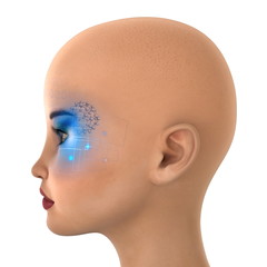 女性の顔アップ