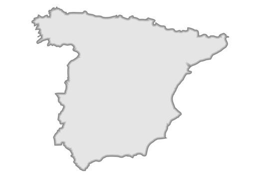 gri renkli ispanya haritası