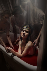 Woman having a blood bath