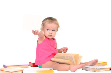 student with colorful books
