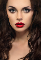 Fototapeta premium Sexy woman with red lips