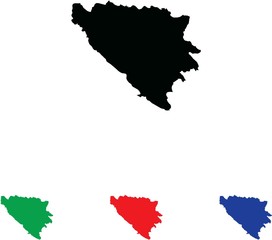 Icon Illustration with Four Color Variations - Bosnia