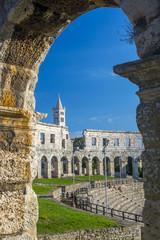 Naklejka premium Ancient roman amphitheater in Pula, Istria, Croatia