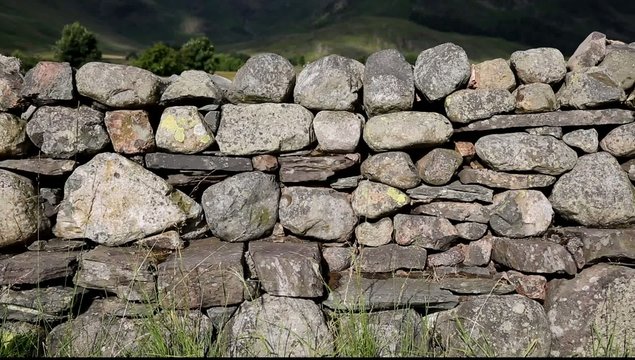 Dry stone wall no mortar Lake District Cumbria uk