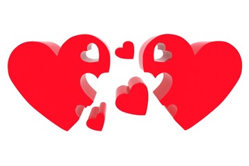3d hearts family concept