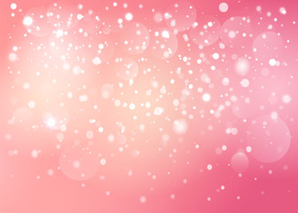 Red heart in the pink snow bokeh background. Vector EPS10.