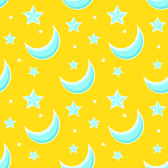 Seamless pattern with cartoon star.