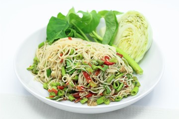 Rice vermicelli spicy salad, Thai style