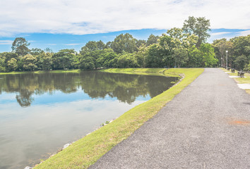 Lakeside road made with  asphalt
