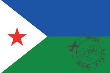 Stamped Illustration of the flag of Djibouti