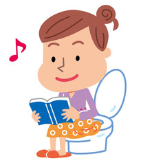 便通　便器　トイレ　読書　女性　