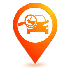 contrôle technique automobile sur symbole localisation orange