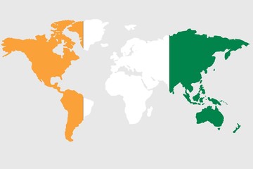 Illustration of the world with the flag of Cote Divoire