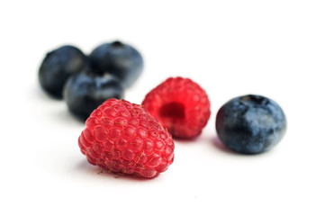 blueberries and raspberries