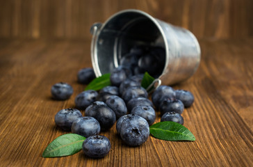 blueberries in small bucket