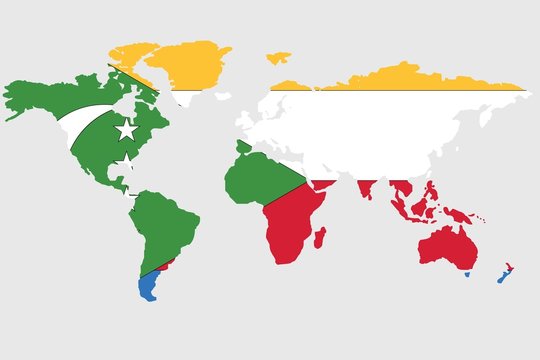 Illustration of the world with the flag of Comoros