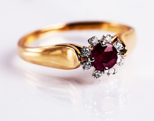 Jewellery ring on a white background.
