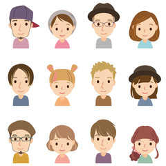 顔　セット　若者男女