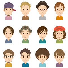 顔　セット　若い男性