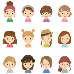 顔　セット　若い女性　主婦