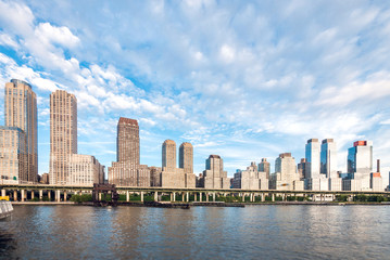 Naklejka premium West side midtown and uptown Manhattan skyline from Hudson River