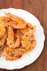shrimps on white plate